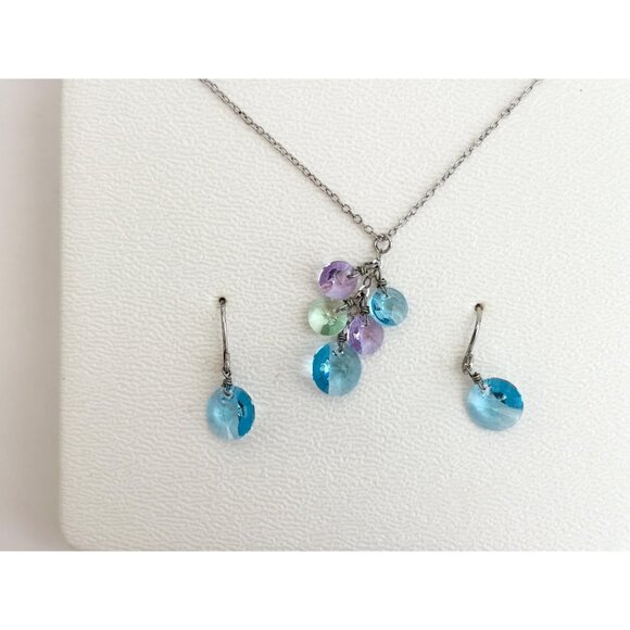 Swarovski Stone Sterling Silver 925 Vintage Earring Necklace Set - NIB - Picture 7 of 9